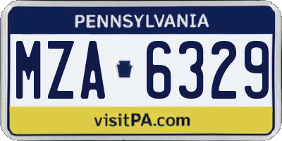 PA license plate MZA6329