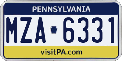 PA license plate MZA6331