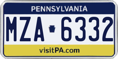 PA license plate MZA6332