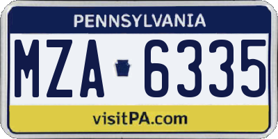 PA license plate MZA6335