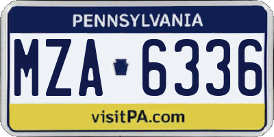 PA license plate MZA6336