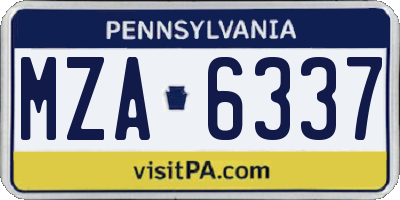 PA license plate MZA6337