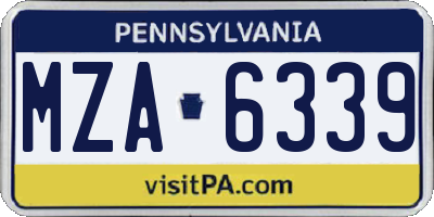 PA license plate MZA6339