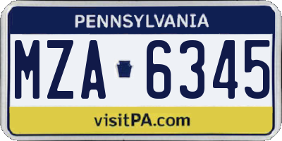 PA license plate MZA6345