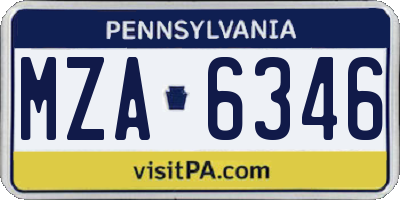PA license plate MZA6346
