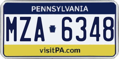 PA license plate MZA6348