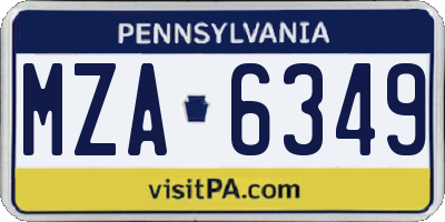 PA license plate MZA6349