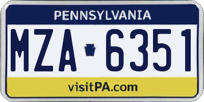 PA license plate MZA6351