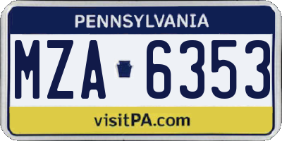 PA license plate MZA6353