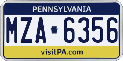 PA license plate MZA6356