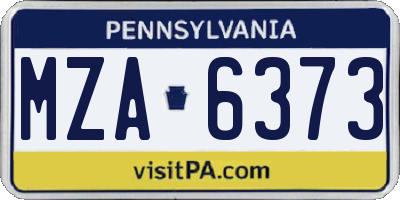 PA license plate MZA6373