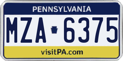 PA license plate MZA6375
