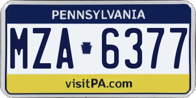 PA license plate MZA6377