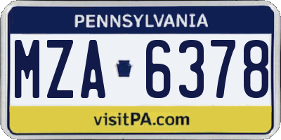 PA license plate MZA6378