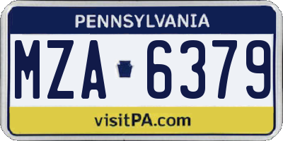 PA license plate MZA6379