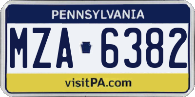 PA license plate MZA6382