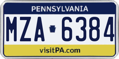 PA license plate MZA6384