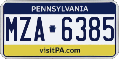 PA license plate MZA6385