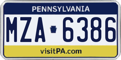 PA license plate MZA6386