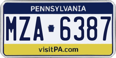 PA license plate MZA6387