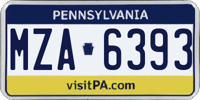 PA license plate MZA6393
