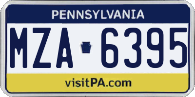 PA license plate MZA6395