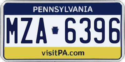 PA license plate MZA6396