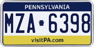 PA license plate MZA6398