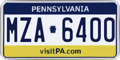 PA license plate MZA6400
