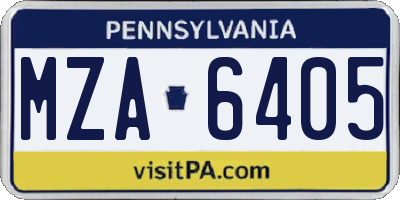 PA license plate MZA6405