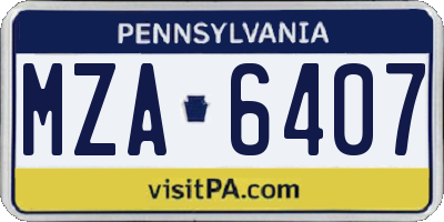 PA license plate MZA6407
