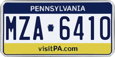 PA license plate MZA6410