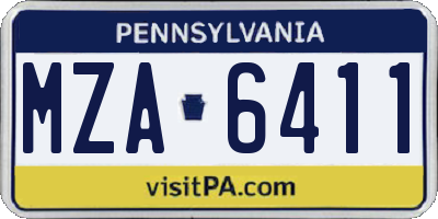 PA license plate MZA6411