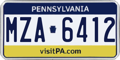 PA license plate MZA6412