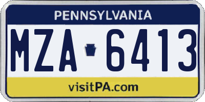 PA license plate MZA6413
