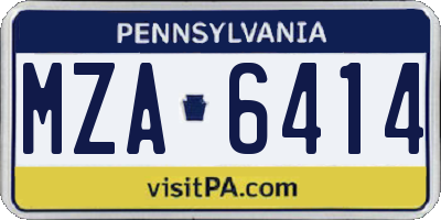 PA license plate MZA6414