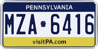 PA license plate MZA6416