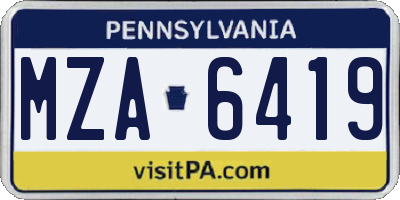 PA license plate MZA6419