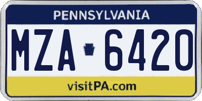 PA license plate MZA6420
