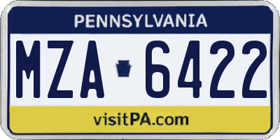 PA license plate MZA6422