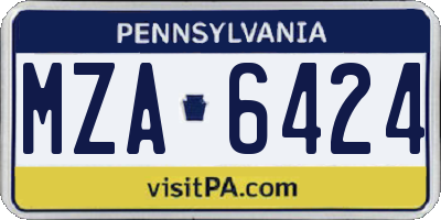 PA license plate MZA6424