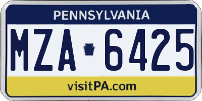 PA license plate MZA6425