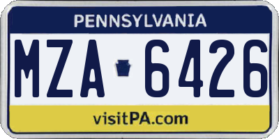 PA license plate MZA6426