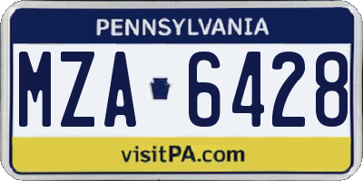 PA license plate MZA6428