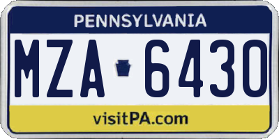 PA license plate MZA6430