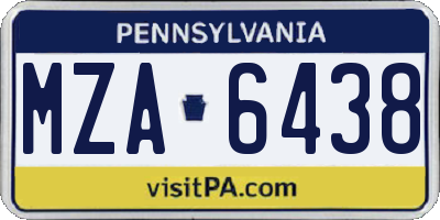 PA license plate MZA6438