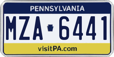 PA license plate MZA6441