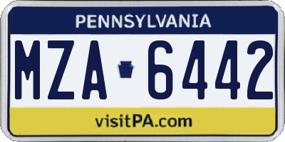 PA license plate MZA6442