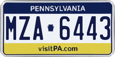 PA license plate MZA6443