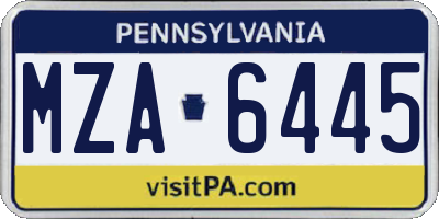 PA license plate MZA6445